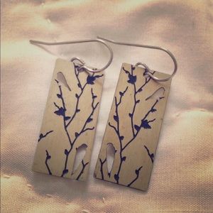 Birds and branches silver earrings